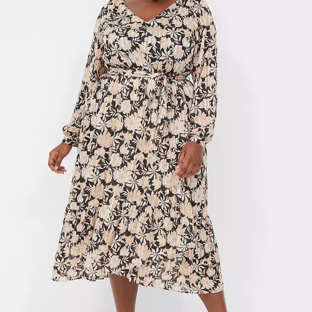 Lane Bryant Black, Cream with a touch of sparkle Floral Holidays Dress.